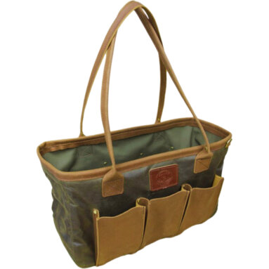 Garden Tote Bag - Green Waxed Cotton / Brown Suede