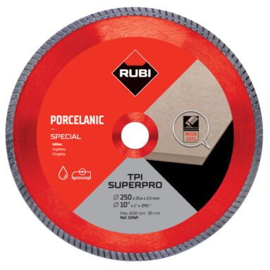 Rubi TPI 250mm - Miter Cutting Blade For Porcelain - Super Pro 