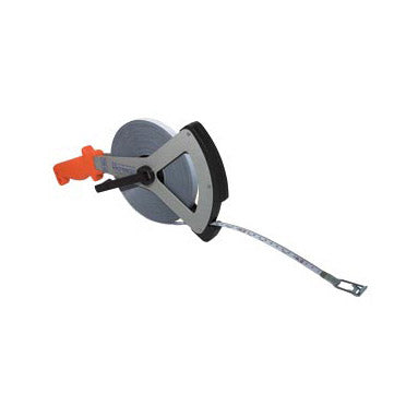 100m Steel Tape Measure (330ft) - White Enamelled - Aluminium V Frame