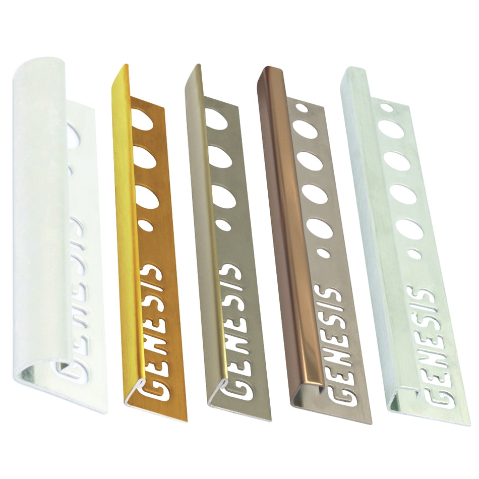 Genesis Stainless Steel Tile Trim - All Colours, Sizes & Shapes