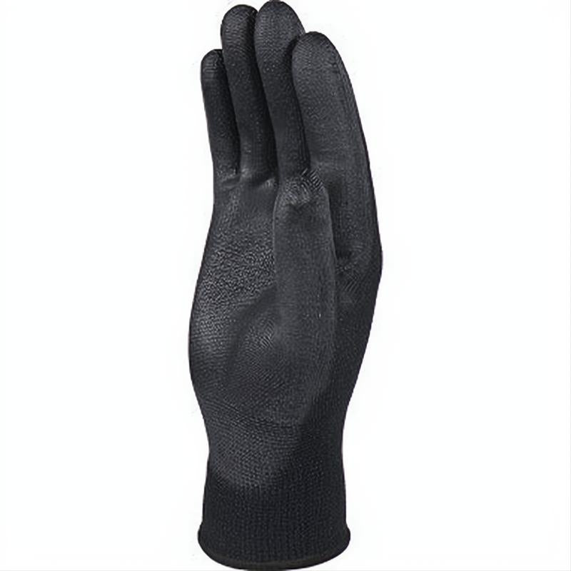 Delta Plus VE702PN Black Polyester Knitted Gloves PU Coated
