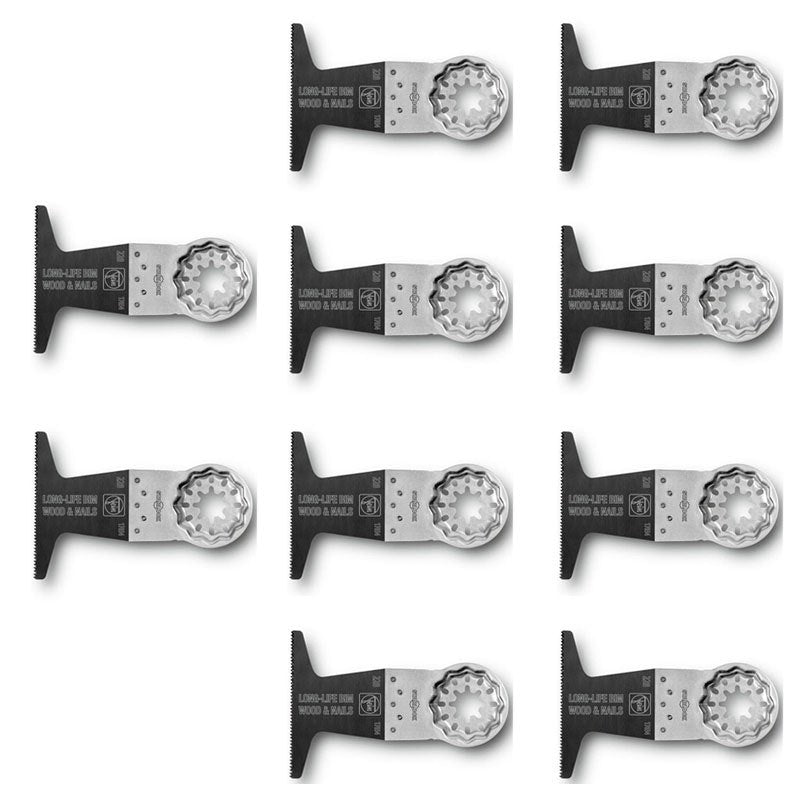 FEIN 228 E-Cut Long-Life Starlock Blades 65mm Wood & Nails - 10 PACK