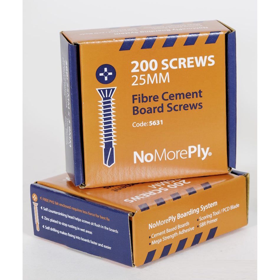 NoMorePly 25mm Fibre Cement Board Screws 200 pack