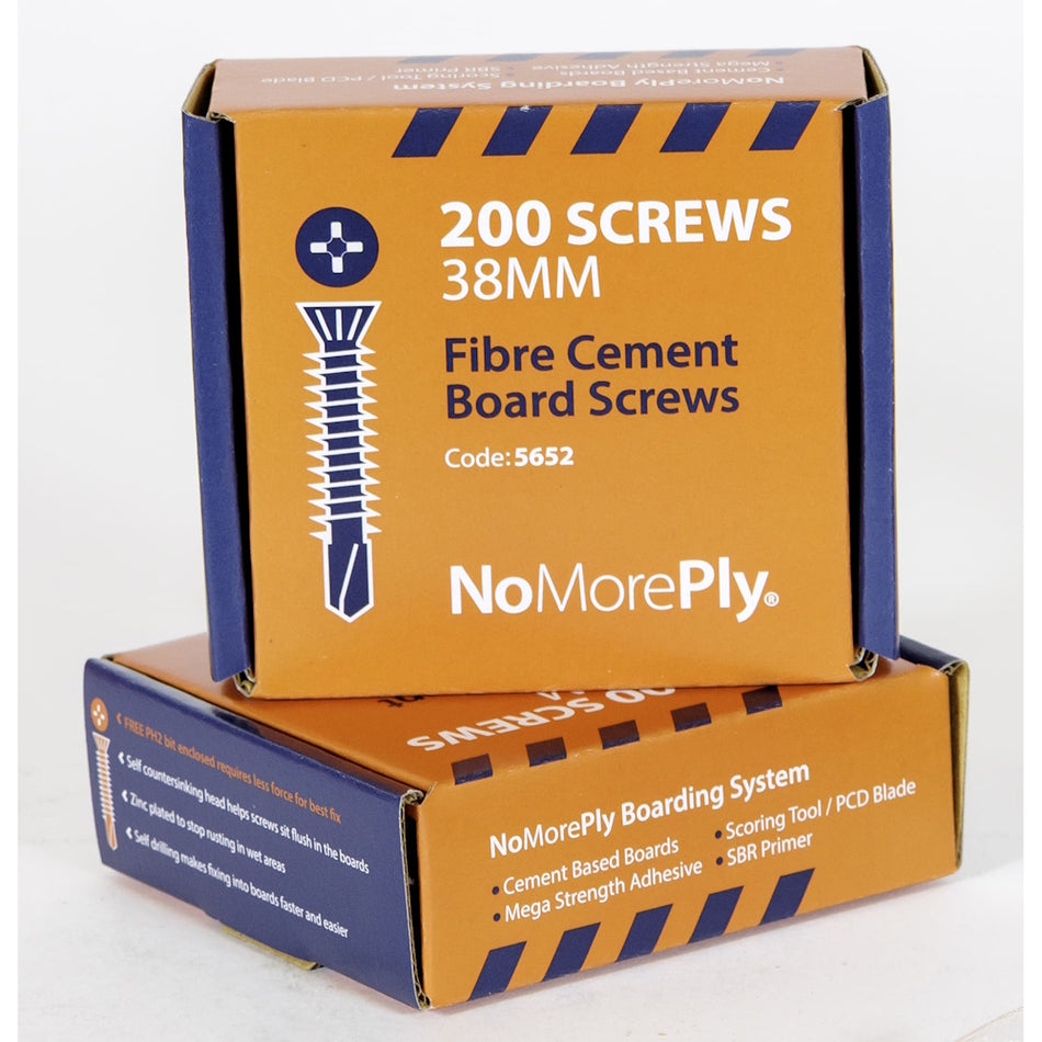 NoMorePly 38mm Fibre Cement Board Screws 200 Pack