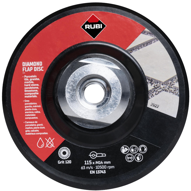 Rubi Diamond Flap Disc 115mm - 100/120 Grit Laminated Blade