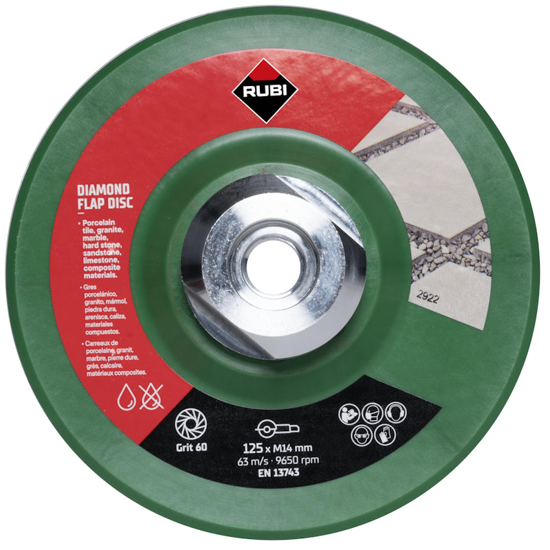 Rubi Diamond Flap Disc 115mm - 50/60 Grit Laminated Blade