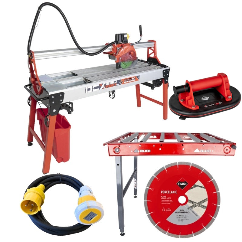 Rubi DCX-250 1250 Xpert Wet Electric Tile Cutter Bundle (110v)