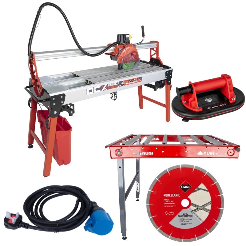 Rubi DCX-250 1250 Xpert Wet Electric Tile Cutter Bundle (230v)