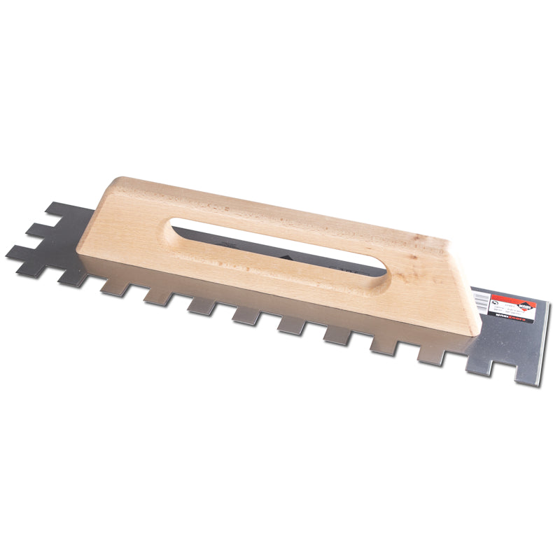Rubi 20mm Notched Trowel - Giant 48cm Length - Wooden Handle