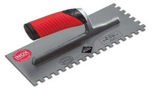 Rubi 4.5mm Notched Trowel - Open Rubiflex Handle - Stainless Steel