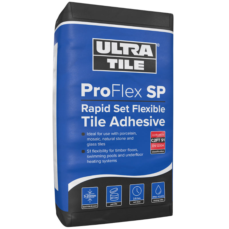 Ultra Tile ProFlex SP Rapid Set Tile Adhesive - Grey (20kg Bag)